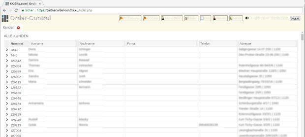 Order-Control Partnersystem Kundenliste