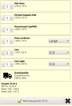 Zustellgebühr in der Rechnungsanlage