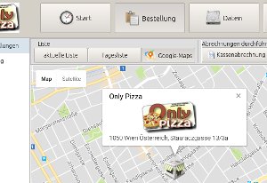 Google-Maps-Karte innerhalb der Bestellaufnahme von Order-Control