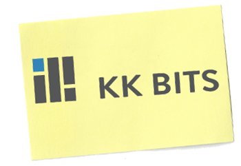 Gelber Haftzettel mit dem KK-Bits-Logo