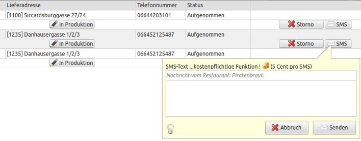 Individuellen SMS-Text direkt aus der Order-Control-Bestellübersicht an einen Kunden senden