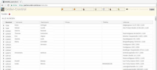Order-Control Partnersystem Kundenliste