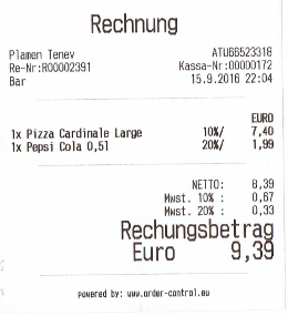 Beispielrechnung aus Order-Control mit Einzelpreisen und Rechnungsbetrag zur Erklärung von Rundungsdifferenzen