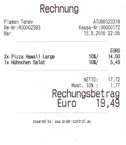 Beispielrechnung aus Order-Control mit Einzelpreisen und Rechnungsbetrag zur Erklärung von Rundungsdifferenzen