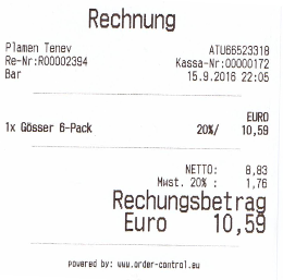 Beispielrechnung aus Order-Control mit Einzelpreisen und Rechnungsbetrag zur Erklärung von Rundungsdifferenzen