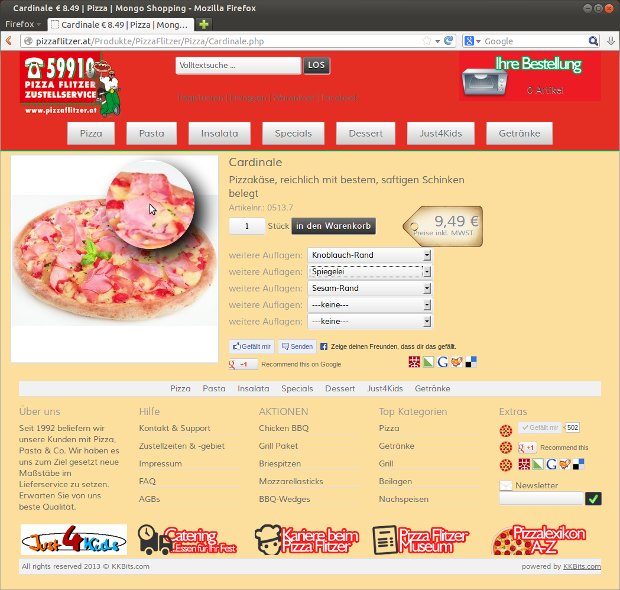 Webseite Pizza Flitzer