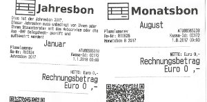 Gedruckter Jahresbon und Monatsbon aus Order-Control