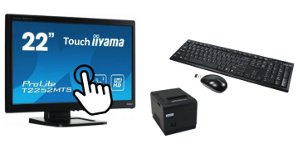Order-Control-Hardwarepaket mit 22-Zoll-Touchmonitor, Mini-PC, Tastatur und Maus