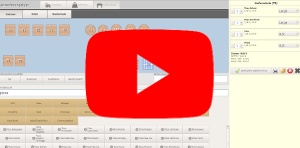 Order-Control-Kassenoberfläche mit rotem Wiedergabesymbol für die Videopräsentation